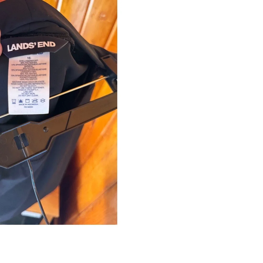 Lands End Womens Black Active Skort Built-In Shorts‎ Size 16 Performance Skirt